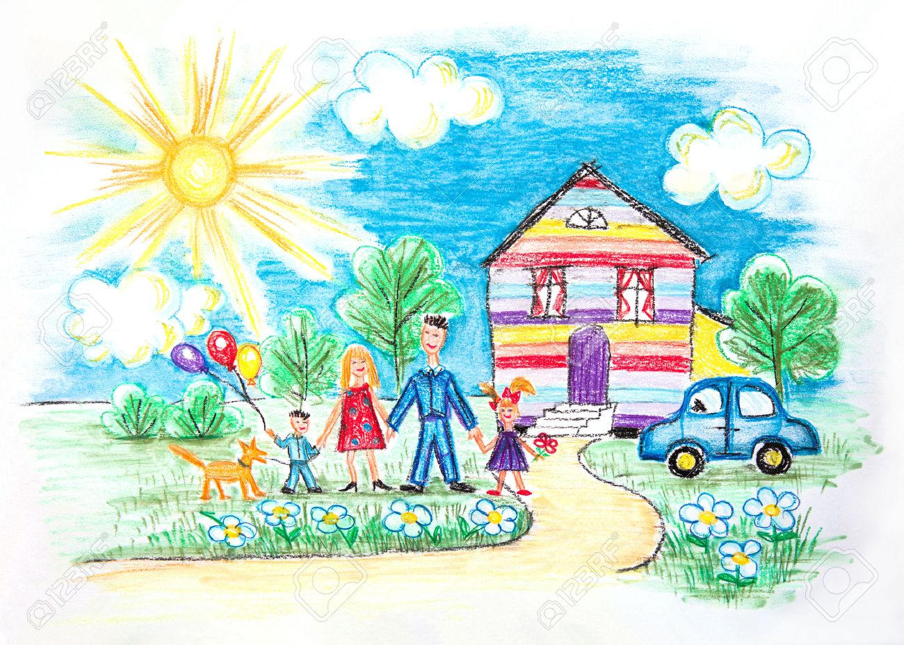 Нарисовать свой дом и семью